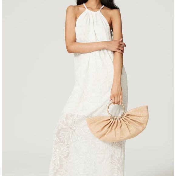 Trina Turk Dresses & Skirts - Trina Turk Milian Maxi Dress White Lace High Neck Tie Back Lined Resort Wear